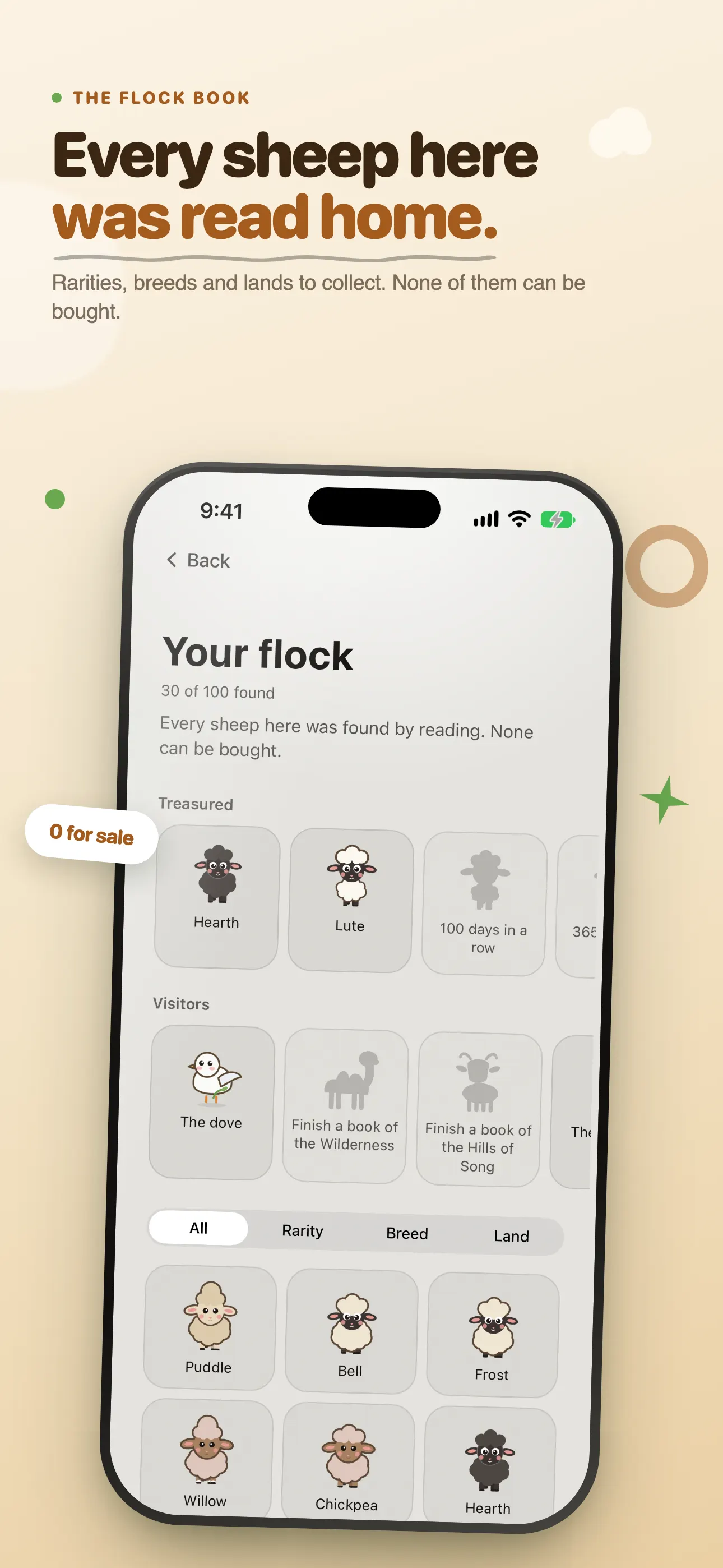 The Flock book listing every sheep you have named